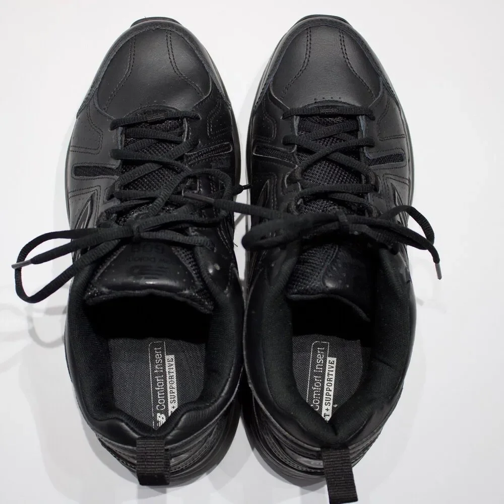 New Balance 608 Slip Resistant Walking Work Shoes Black Leather Men 9.5EE X-Wide